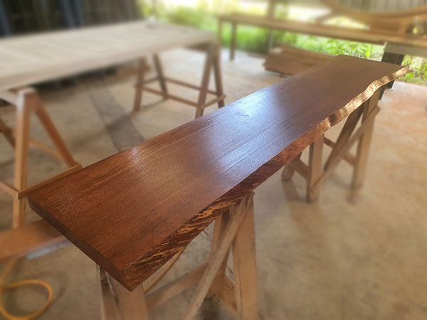 Clear Varnish Console Table